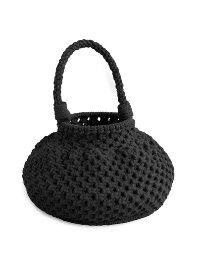 BrunnaCo Naga macrame bucket bag in black at Collagerie