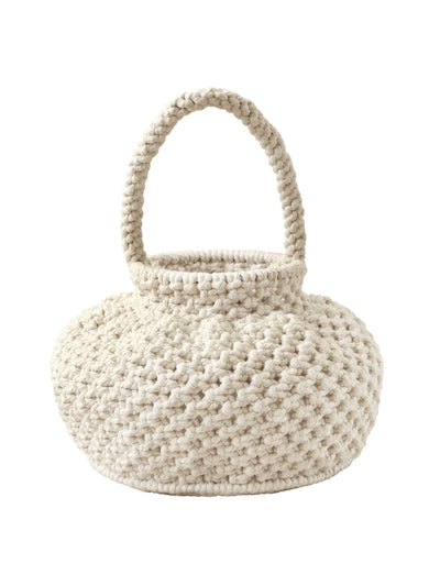 BrunnaCo Naga macrame bucket bag in off white at Collagerie