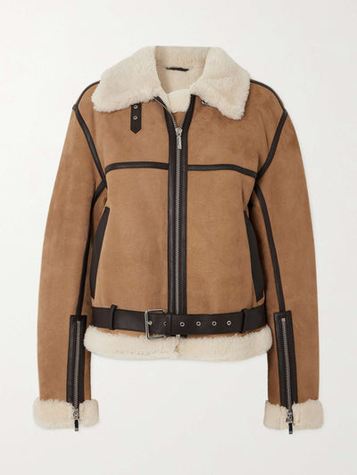 Totême Leather-trimmed shearling jacket at Collagerie