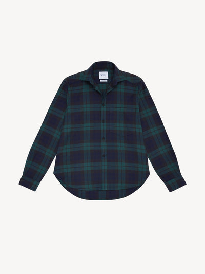 With Nothing Underneath Heritage green check brushed Classic shirt at Collagerie