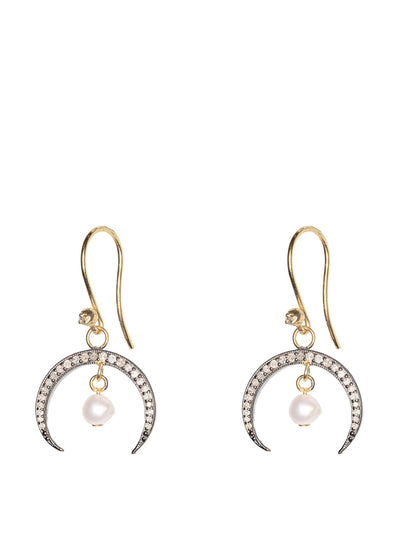 Kirstie Le Marque Diamond horn and pearl drop earrings at Collagerie