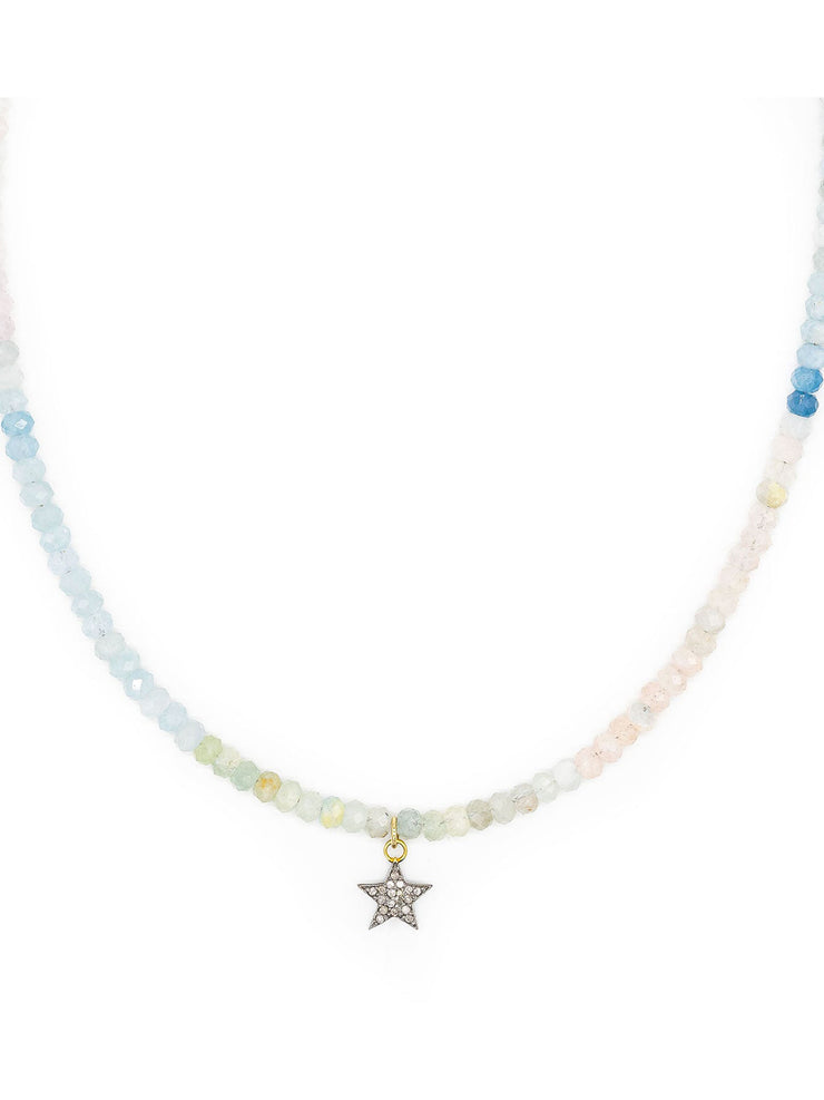 Diamond star and pastel morganite bead necklace Necklaces Kirstie Le Marque    - Collagerie