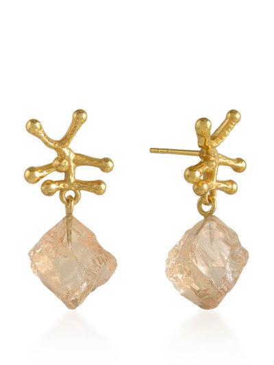 Shyla Jewellery Raw crystal champagne Nuria earrings at Collagerie