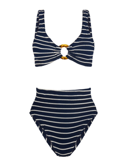 Hunza G Navy and white Nadine stripe bikini at Collagerie