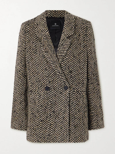 Anine Bing Diana double-breasted herringbone tweed blazer at Collagerie