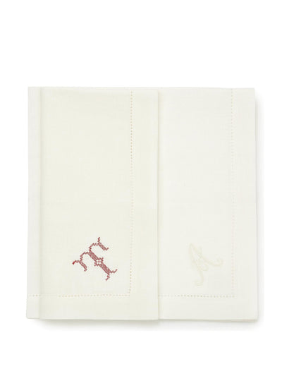 Volga Linen Ivory white hemstitch large napkin, set of 6 at Collagerie