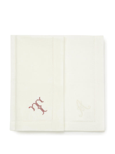 Volga Linen Ivory white Large napkin hemstitch at Collagerie