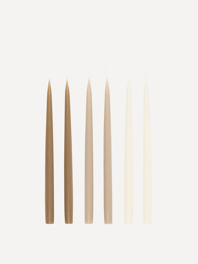 Rebecca Udall Danish taper candles in neutrals (set of 6) at Collagerie