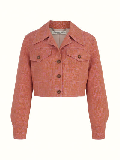 Emilia Wickstead Nics jacket in rose and tan chevron weave at Collagerie