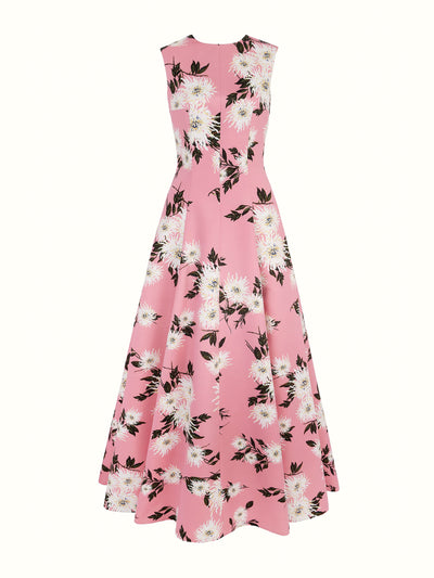 Emilia Wickstead Nodin gown in pink dahlia floral print taffeta faille at Collagerie