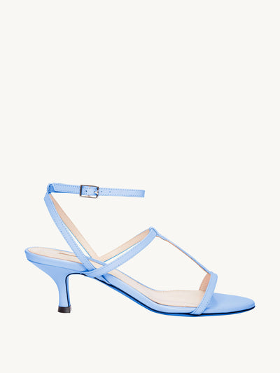 Emilia Wickstead Novie kitten heel in baby blue leather at Collagerie