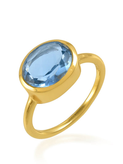 Shyla Jewellery Dark blue Oval chunky ring at Collagerie