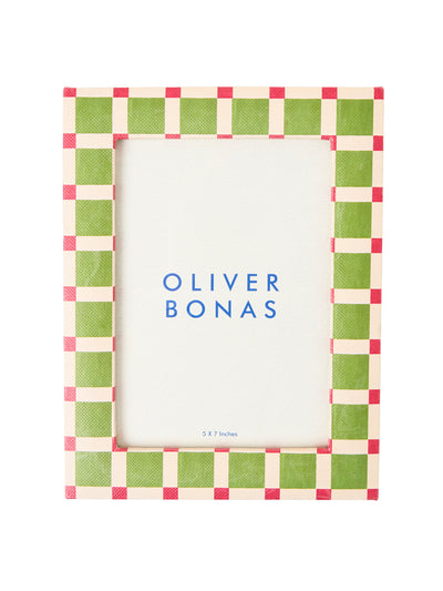 Oliver Bonas Nomi chequerboard green photo frame at Collagerie