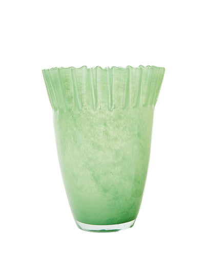 Oliver Bonas Sibilo pleated green glass vase at Collagerie