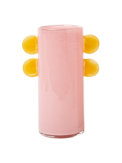 Oliver Bonas Sorriso pink and yellow glass vase at Collagerie