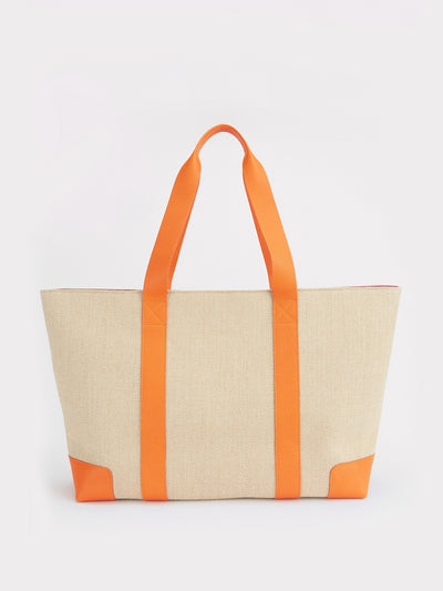 London Velvet The Luxe beach bag in citrus orange at Collagerie