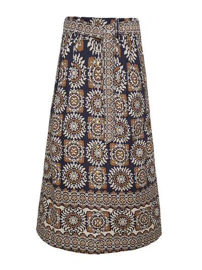 Cara Cara Blue medallion tile Oslo skirt at Collagerie