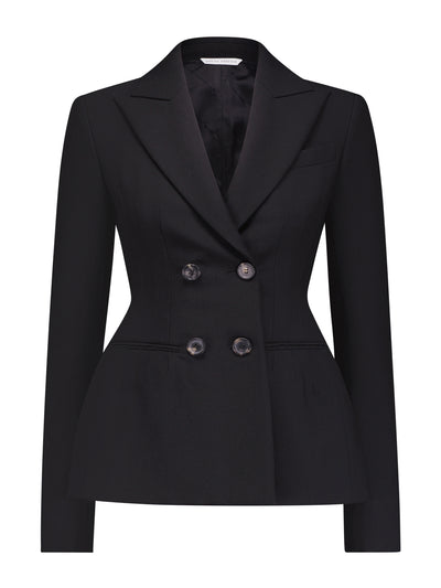 Marina Moscone Black double breasted Basque blazer at Collagerie