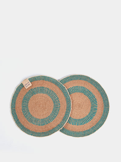 Hadeda Thick stripe ocean placemats (set of 2) at Collagerie