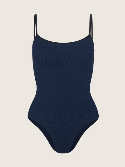 Hunza G Navy and black contrast Pamela swimsuit at Collagerie