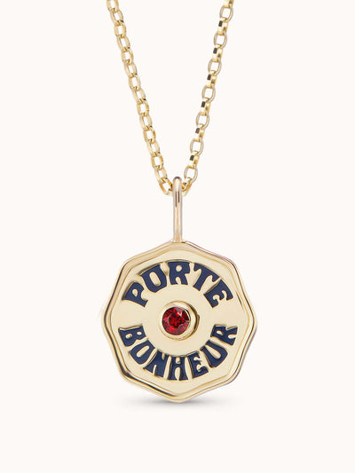 Marlo Laz Mini Porte Bonheur necklace in ruby at Collagerie