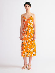 Amaris dress in orange dahlia floral print crepe georgette Dresses Emilia Wickstead    - Collagerie