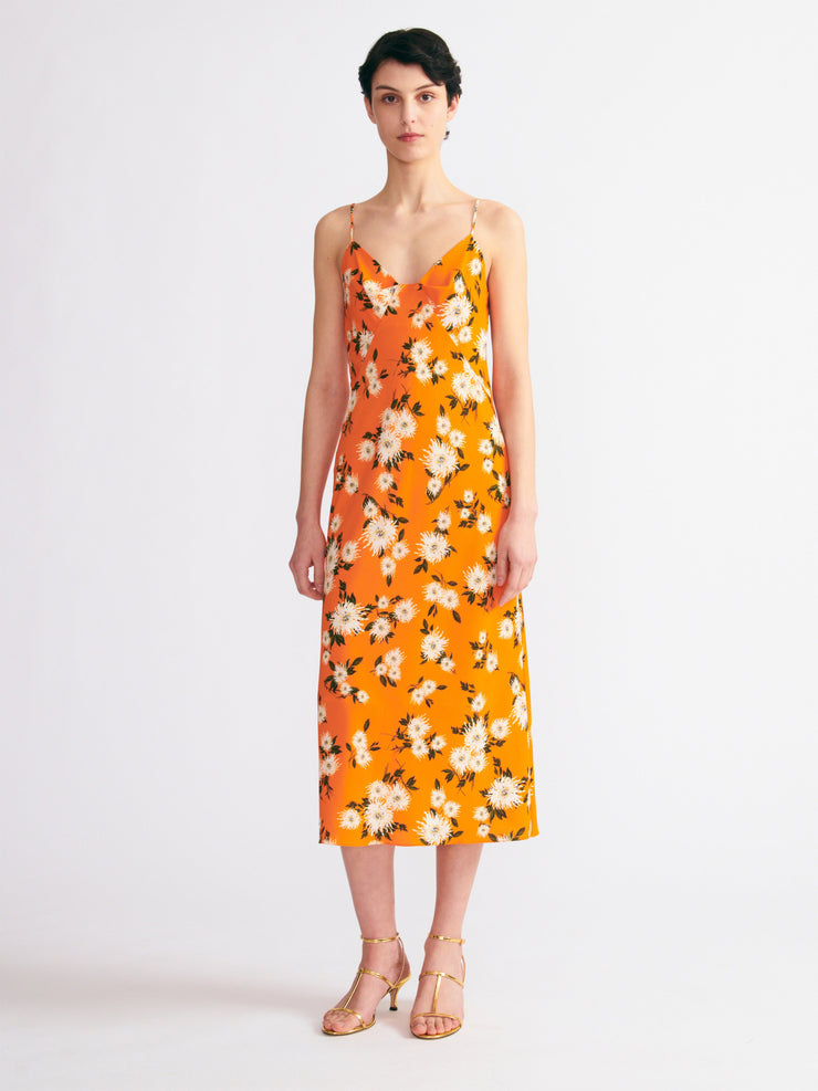 Amaris dress in orange dahlia floral print crepe georgette Dresses Emilia Wickstead    - Collagerie