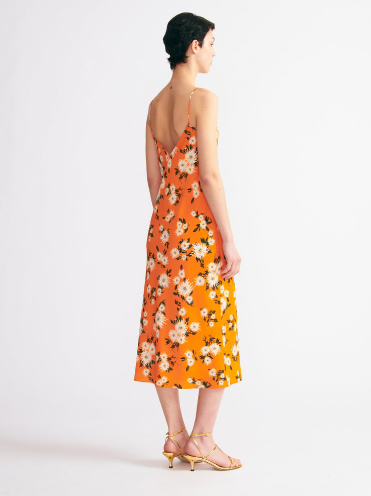 Amaris dress in orange dahlia floral print crepe georgette Dresses Emilia Wickstead    - Collagerie