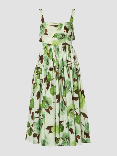 Erdem Green bow strap fit and flare midi dress at Collagerie