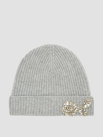 Erdem Grey embroidered knitted hat at Collagerie