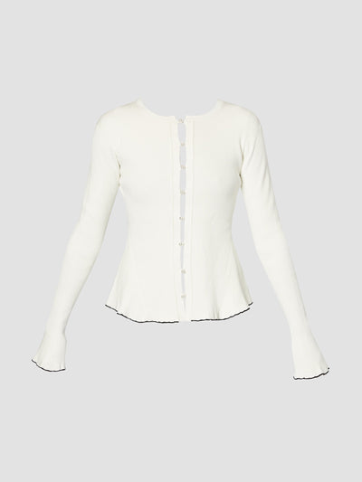 Erdem White peplum ribbed cardigan at Collagerie