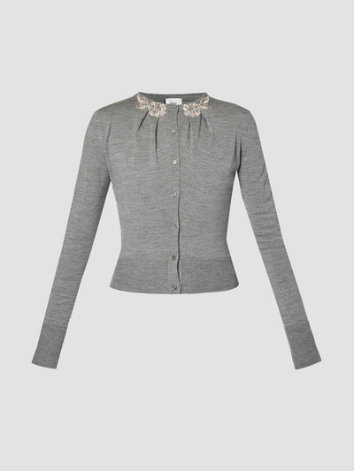 Erdem Grey drape detail knit cardigan at Collagerie