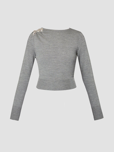 Erdem Grey drape detail knit jumper at Collagerie