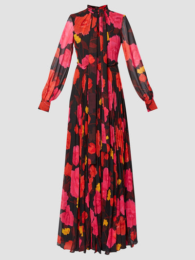 Erdem Long sleeve gown with pleated skirt at Collagerie