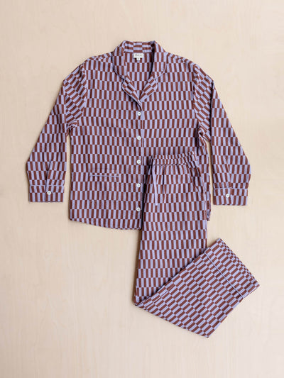 TBCo Cotton pyjamas in lilac checkerboard at Collagerie