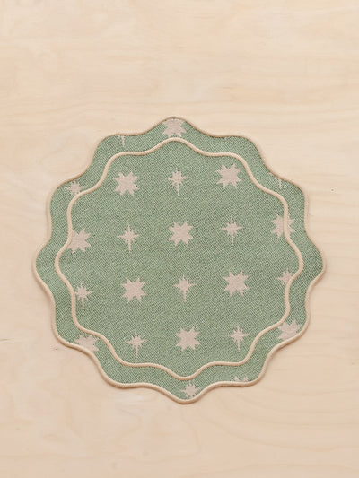 TBCo Cotton placemats in sage celestial (set of 2) at Collagerie