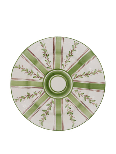 Carolina Irving & Daughters Olive stripe dinner plate at Collagerie