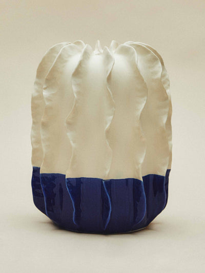 Zara Home x Collagerie Textured wavy ceramic vase at Collagerie