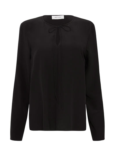 Matteau Black popover tie blouse at Collagerie