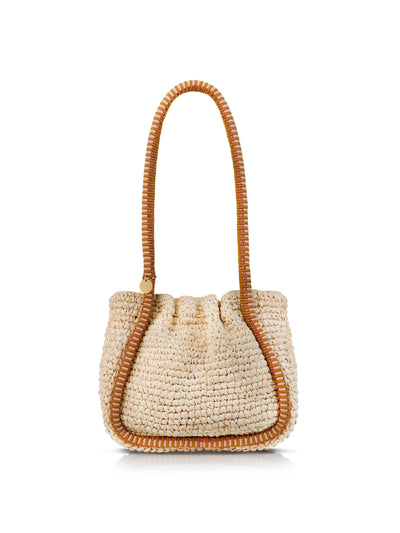 STELAR Negara mini raffia gathered tote at Collagerie