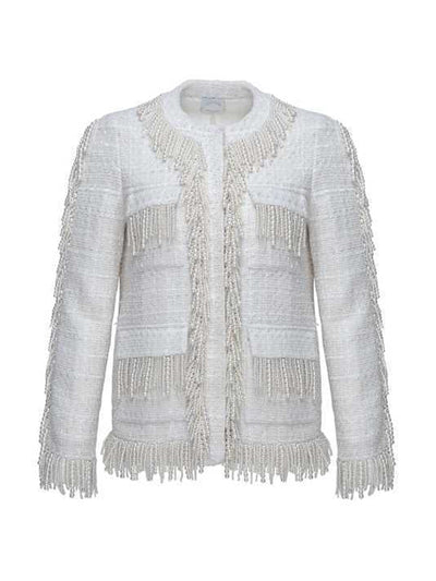 Huishan Zhang White tweed Cecil jacket at Collagerie