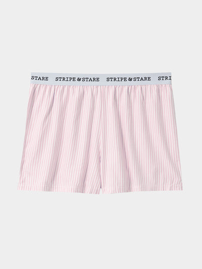 Stripe & Stare Pink stripe soft brushed woven pyjama shorts at Collagerie