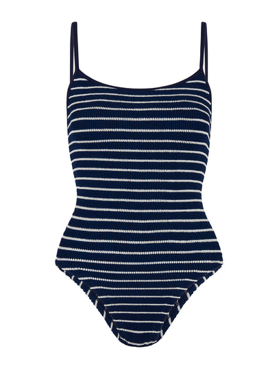 Hunza G Navy and white Pamela stripe swimsuit at Collagerie