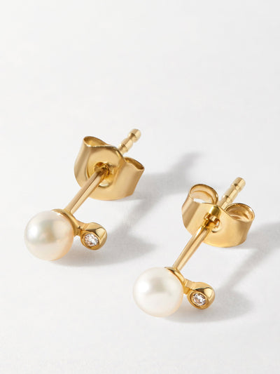 Edge of Ember Pearl diamond stud earrings at Collagerie
