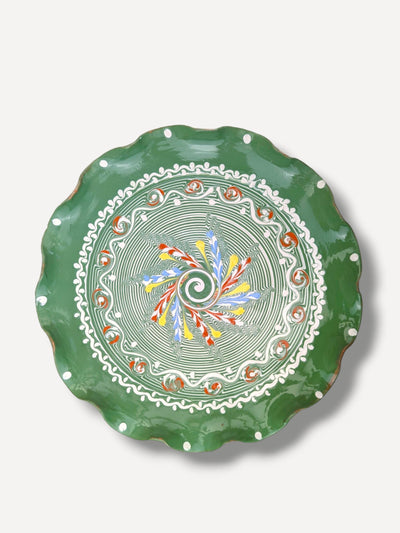 Casa de Folklore Large moss green ripple plate IV at Collagerie