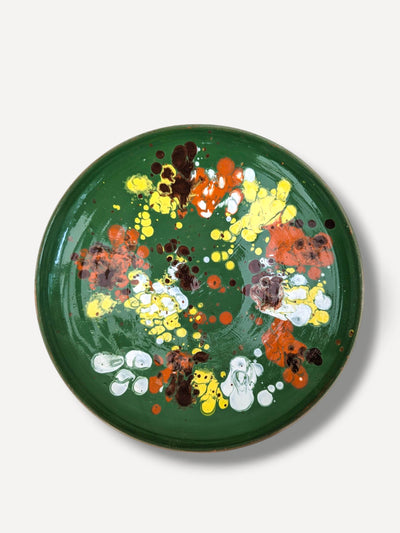 Casa de Folklore Moss green splatter serving plate at Collagerie