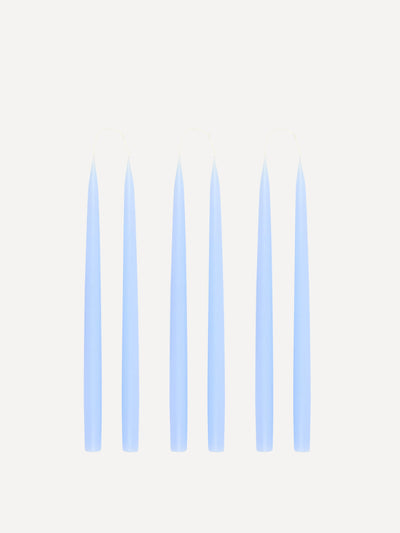 Rebecca Udall Danish taper candles in powder blue (set of 6) at Collagerie