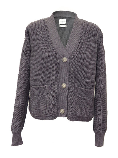 The Knotty Ones Preila charcoal merino wool cardigan at Collagerie