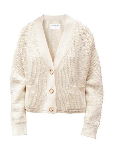 The Knotty Ones Preila sea salt merino wool cardigan at Collagerie