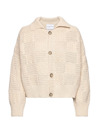 The Knotty Ones Prietema oat milk crochet cotton jacket at Collagerie